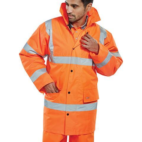 Class 3 Orange Contractors Hi Viz Jacket - Azured - Waterproof Clothing - Lapwing UK