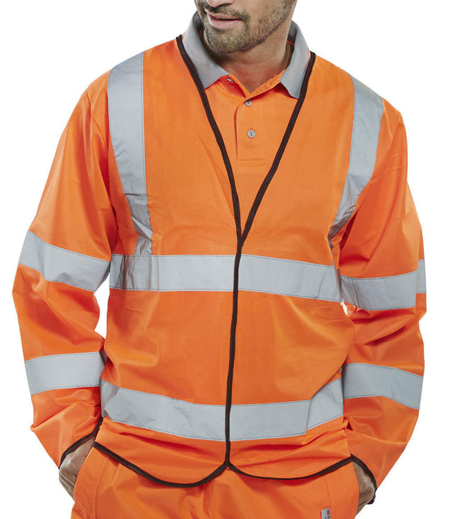 Class 3 Orange Hi Viz Long Sleeved Waistcoat - Azured - General Hi Vis - Lapwing UK