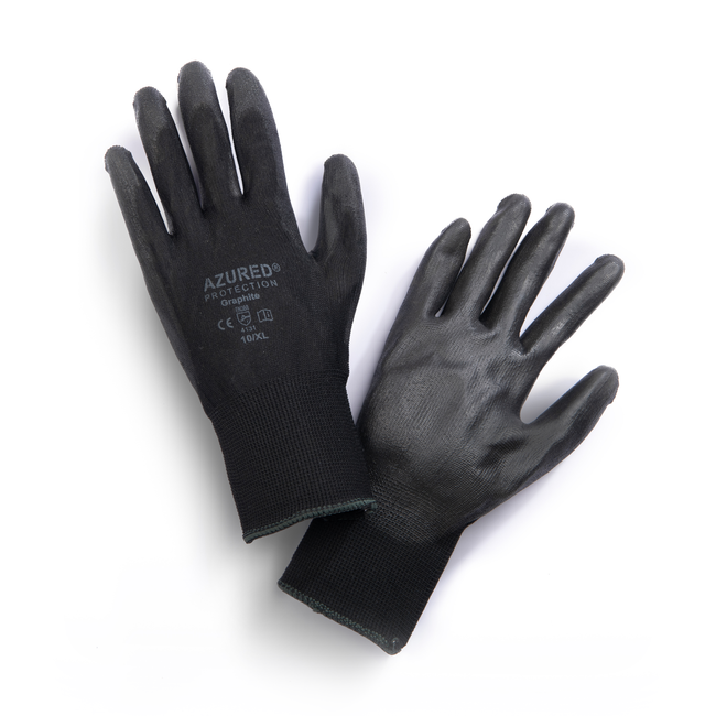Azured Graphite PU Gloves Black