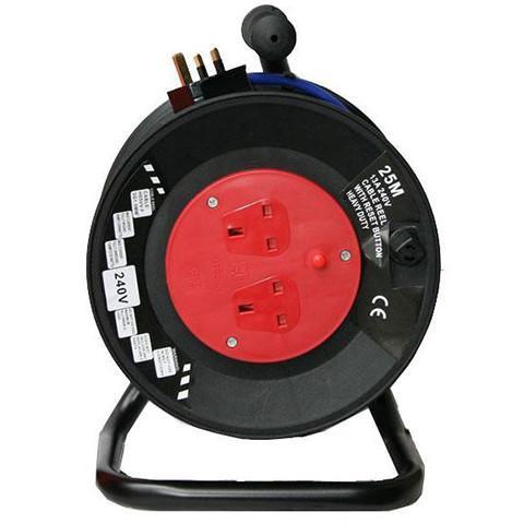 240 Volt 13 Amp 2 Way Cable Reel 25m - Orbit - Site Electrical - Lapwing UK