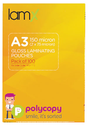 A3 Gloss laminating Pouches 150mic - Orbit - Canteen & Office - Lapwing UK