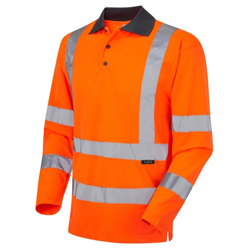 Woolsery Long Sleeve Polo Shirt - Orange - Lapwing UK -  - Lapwing UK
