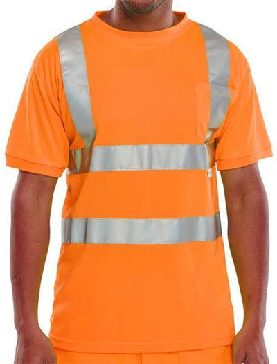 Orange Crew Neck T-shirt - Azured - General Hi Vis - Lapwing UK