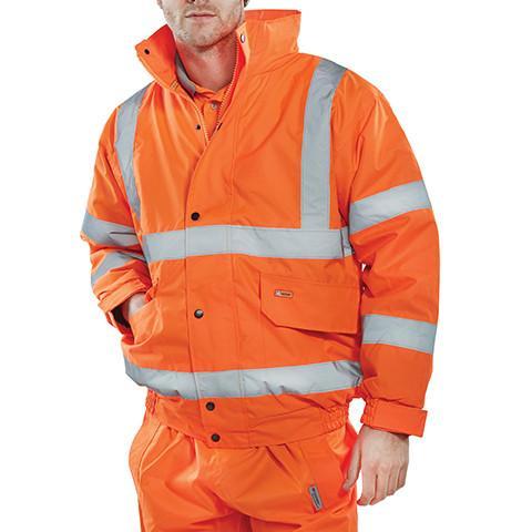 Class 3 Orange Contractors Hi Viz Bomber Jacket - Azured - Waterproof Clothing - Lapwing UK