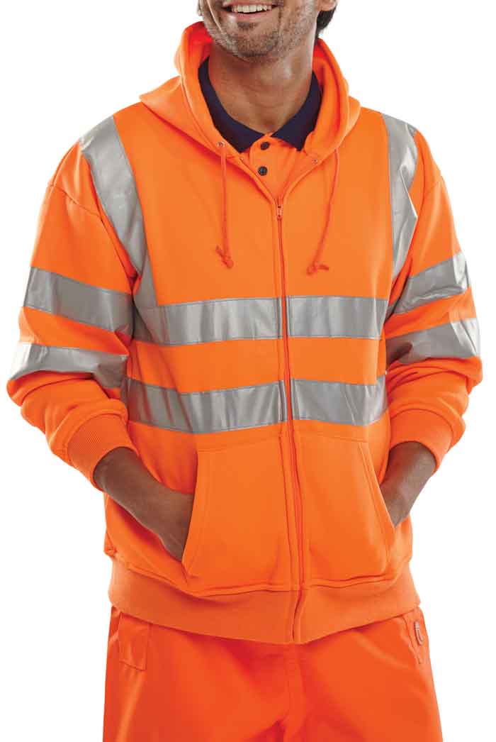 High Visibility Orange Hooded Sweatshirt - LapwingUK - Rail Spec - Lapwing UK