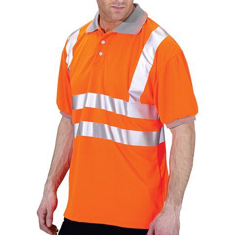 Class 2 Orange Hi Viz Polo Shirt - Azured - Rail Spec - Lapwing UK