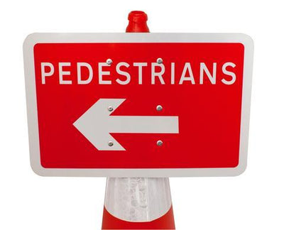 Plastic Cone Signs: Pedestrians Arrow Reversible - Orbit - Temporary Road Signs - Lapwing UK