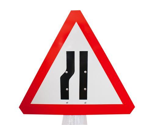 Plastic Cone Signs: Road Narrows - Left - Orbit - Temporary Road Signs - Lapwing UK
