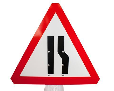 Plastic Cone Signs: Road Narrows - Right - Orbit - Temporary Road Signs - Lapwing UK