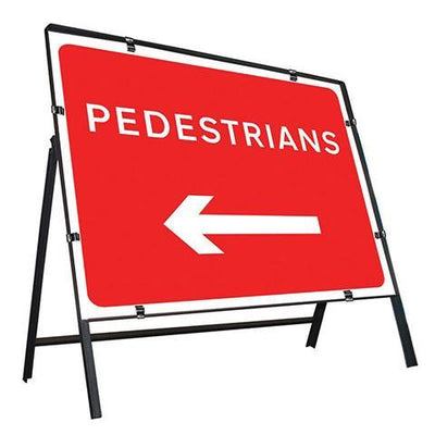 Metal Road Sign Pedestrians Arrow Left - Orbit - Temporary Road Signs - Lapwing UK