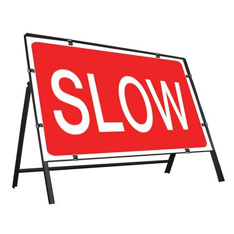 Metal Road Sign Slow - Orbit - Temporary Road Signs - Lapwing UK
