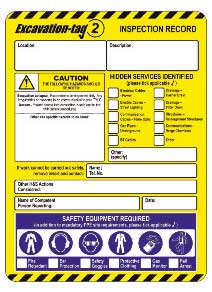 Excavation Tag Inserts- PK10 - Orbit - Safety Signage - Lapwing UK
