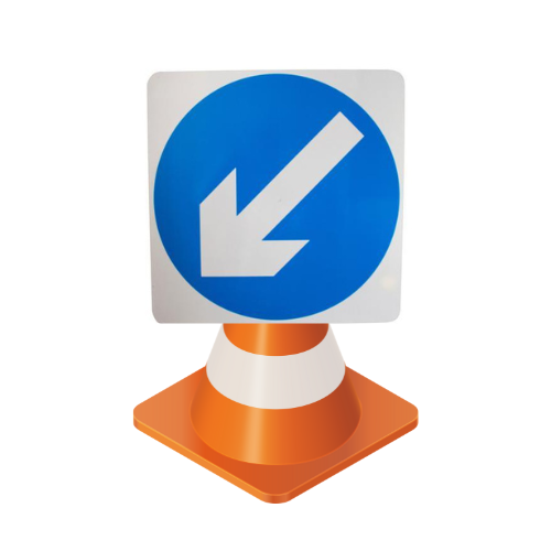 Plastic Cone Signs: Blue Arrow Left - Orbit - Temporary Road Signs - Lapwing UK