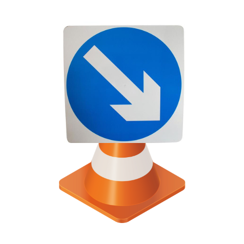 Plastic Cone Signs: Blue Arrow Reversible - Orbit - Temporary Road Signs - Lapwing UK
