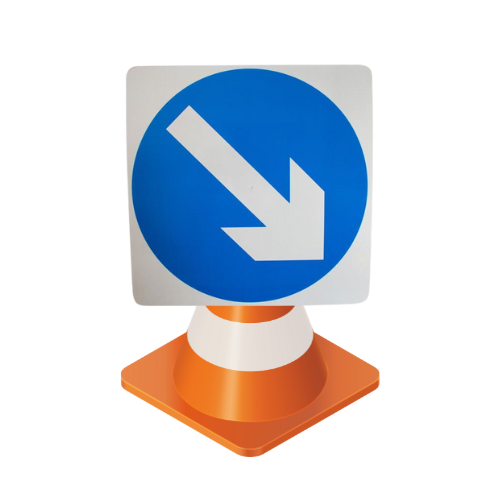 Plastic Cone Signs: Blue Arrow Right - Orbit - Temporary Road Signs - Lapwing UK