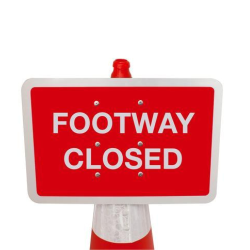 Plastic Cone Signs: Footway Closed - Orbit - Temporary Road Signs - Lapwing UK