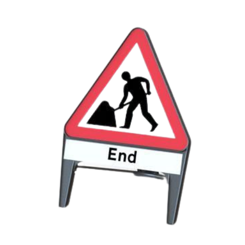 Plastic Road Sign - Men At Work End - Orbit - Temporary Road Signs - Lapwing UK
