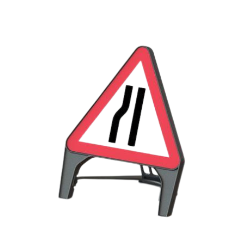 Plastic Road Sign - Road Narrows Left - Orbit - Temporary Road Signs - Lapwing UK